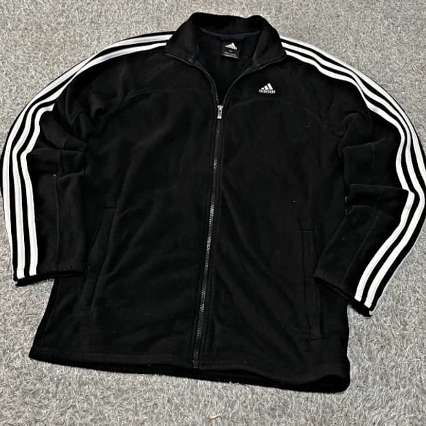 아디다스 블랙 검정 후리스 져지집업 95~100