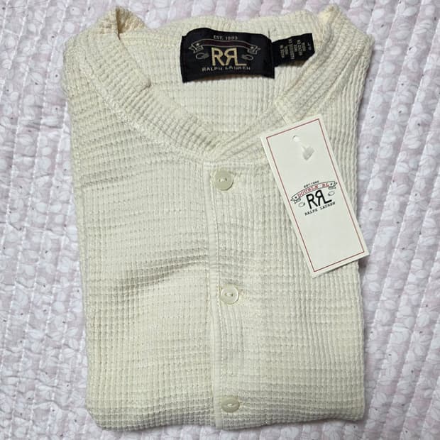 RRL 와플 헨리넥 반팔 화이트