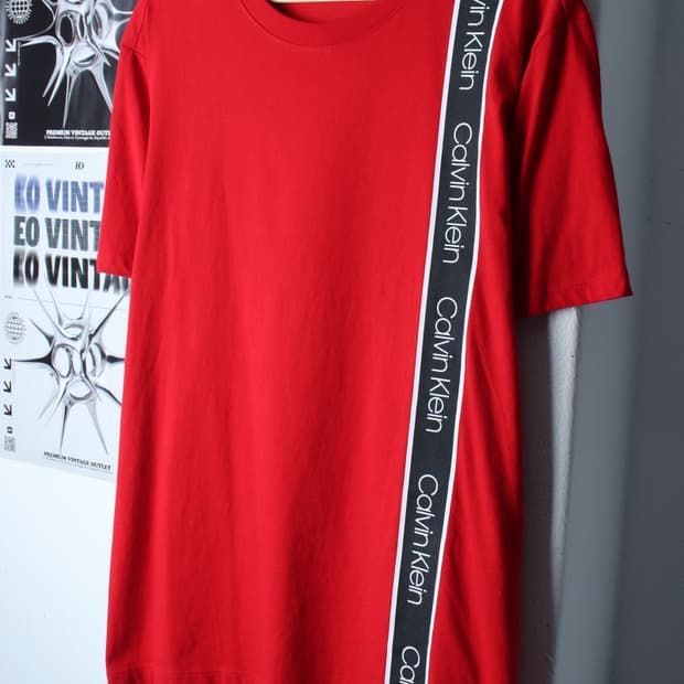 (L-XL) 캘빈클라인 반팔 티셔츠 오버핏 레드 올드스쿨-H30090