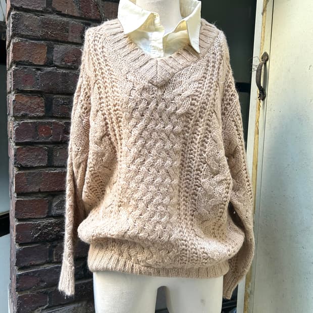 2000s ingni 레이어드 케이블 니트 셔츠