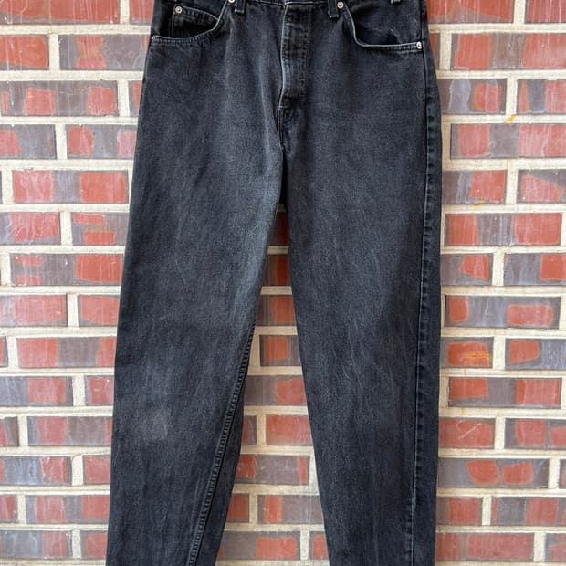 90's [32x32] 리바이스 550 USA 오렌지탭 블랙 데님 팬츠