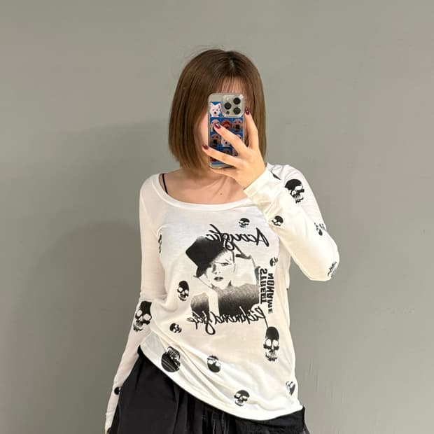 skull & girl printing long sleeve