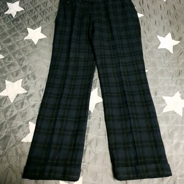 (일본제품) 비사르노 클래식체크 울 슬랙스 네이비 (32)