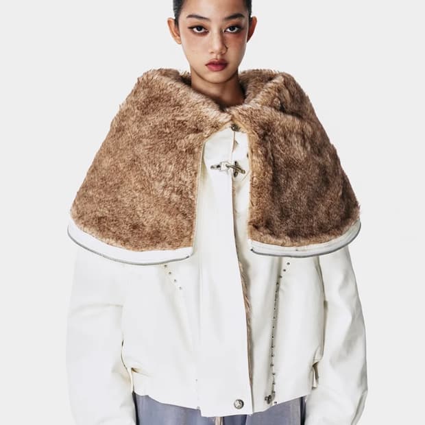 Yeel FOLD-OUT HOODIE SHAWL 퍼 자켓