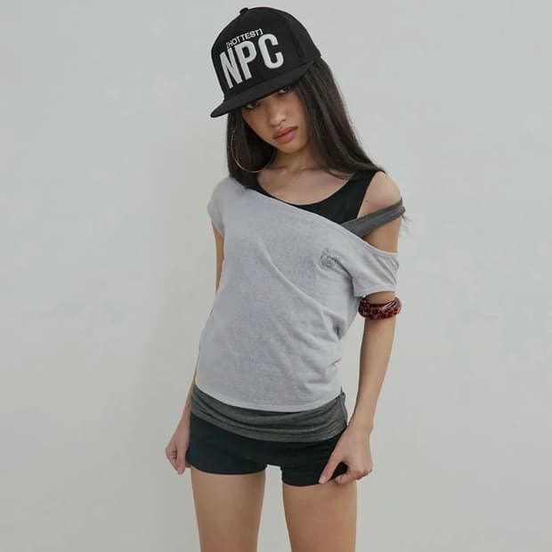 Lazy Sleeveless Layered Tee Pale Gray
