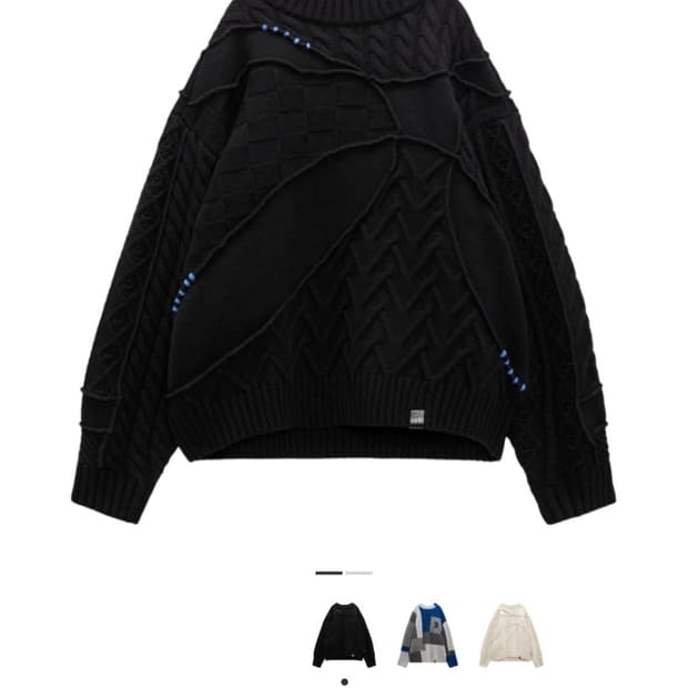  자라 x 아더에러 패치워크 오버사이즈 니트 스웨터 블랙