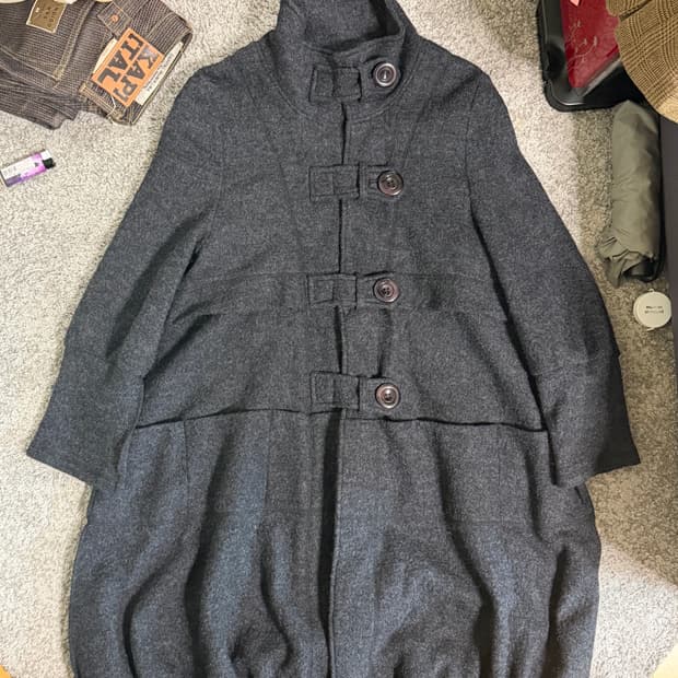 일본 빈티지 빅 버튼 울 코트