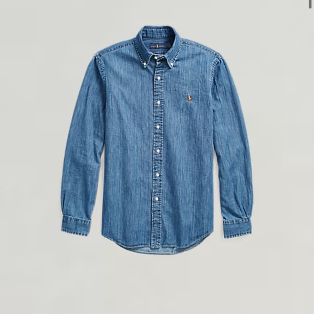 반값이하 정리] 최신형 QR 맨즈M 클래식핏 폴로 데님셔츠 청남방