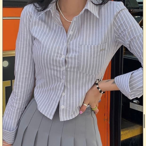 페일제이드 - 옥스퍼드 스트라이프 셔츠 (블랙 2)