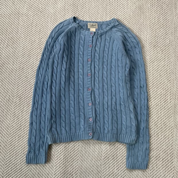 엘엘빈 스카이블루 케이블 니트 가디건 