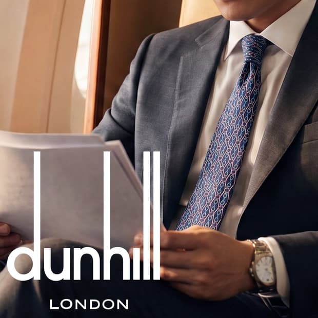 DUNHILL 던힐 네이비 체인 패턴 넥타이 9.5cm A+등급K3232