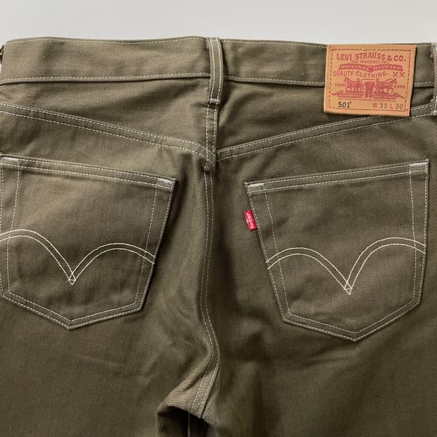 리바이스 501 올리브 데님 팬츠 