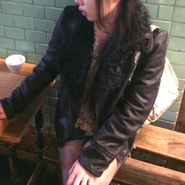빈티지 양털 레더 무스탕