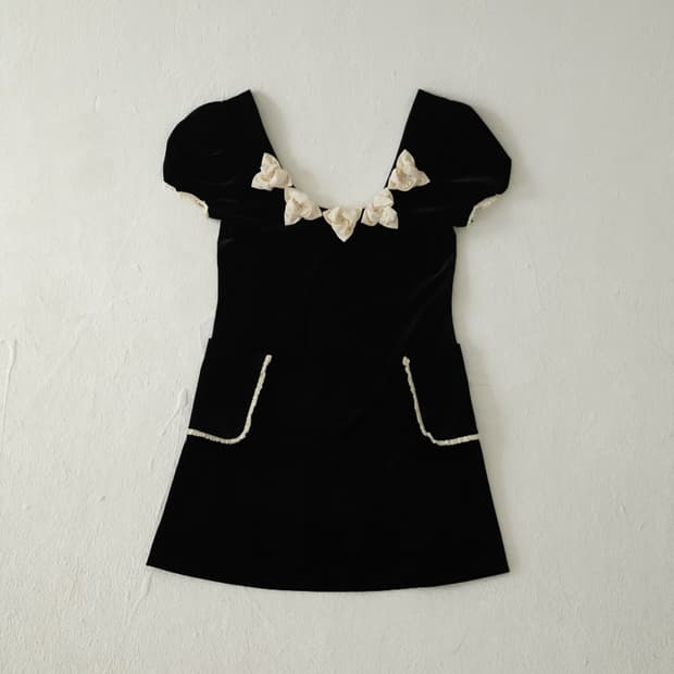 플레타 플레따 벨벳 로즈 드레스 택O새상품