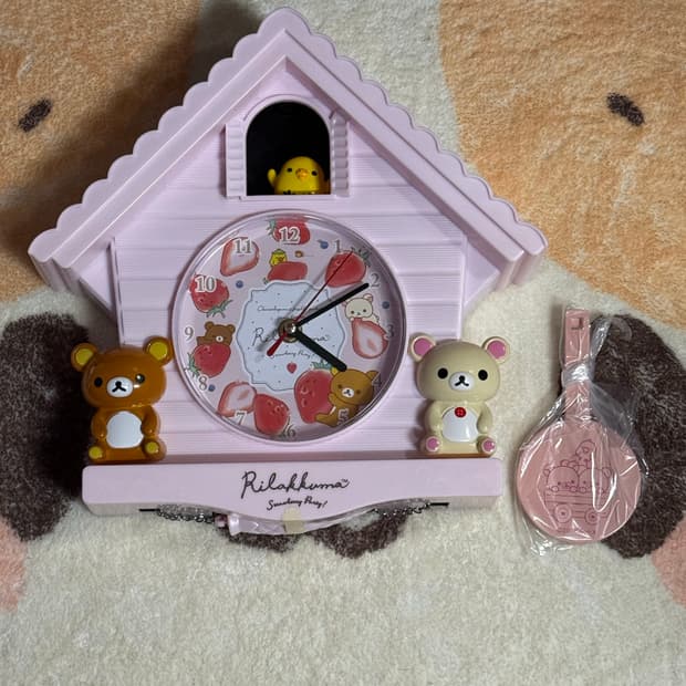 희귀 고전) 리락쿠마 스트로베리 딸기 파티 벽시계