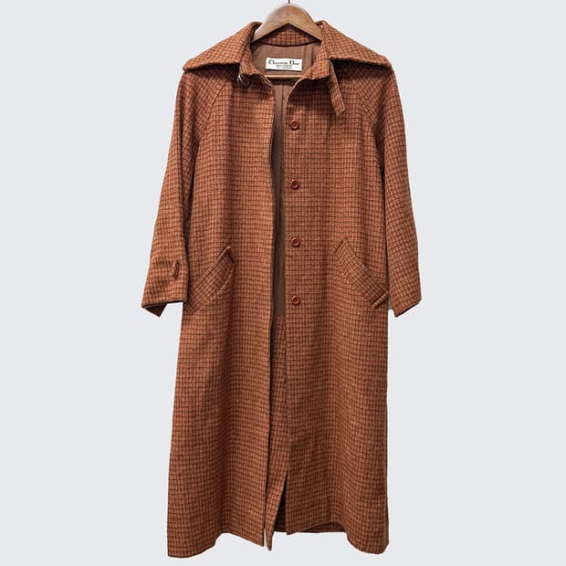 크리스챤 디올 프레따 뽀르떼 울 체크 코트 여성 레어템