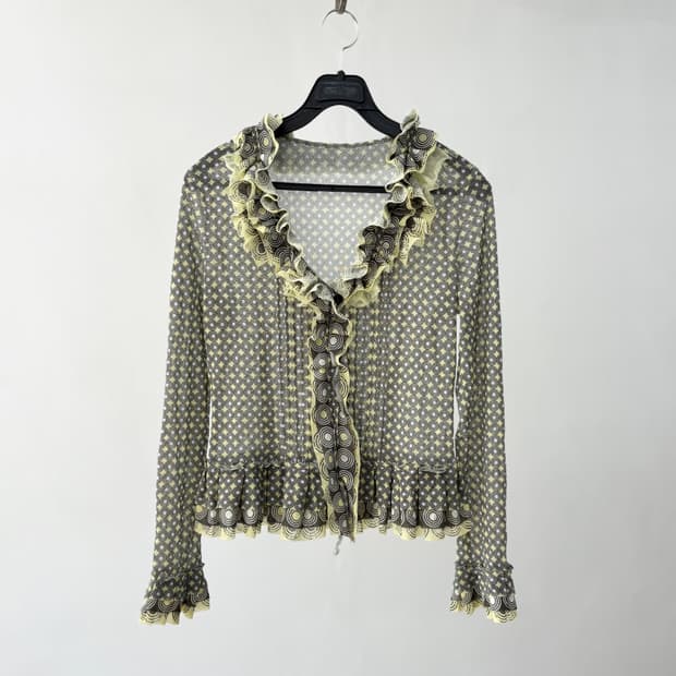 히로코 코시코 패턴 프릴 블라우스