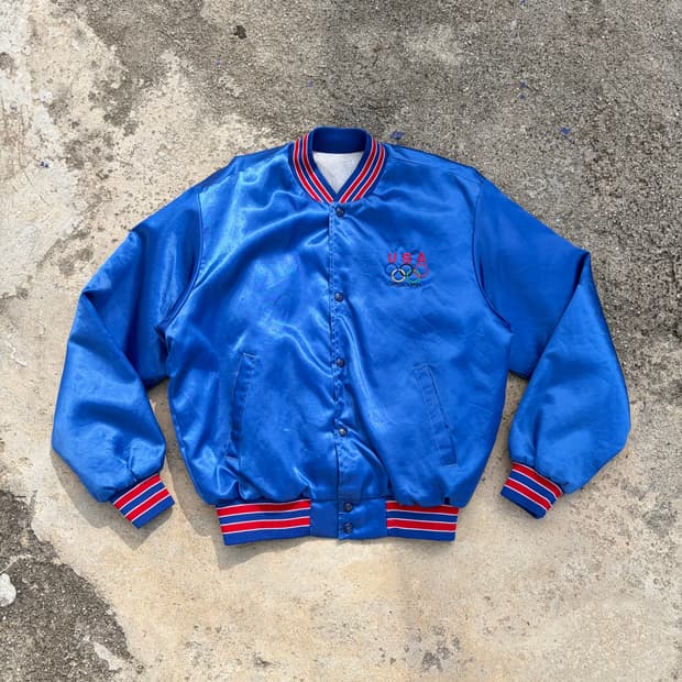 90s USA 올림픽 오피셜 빈티지 나일론 사틴 바시티 M