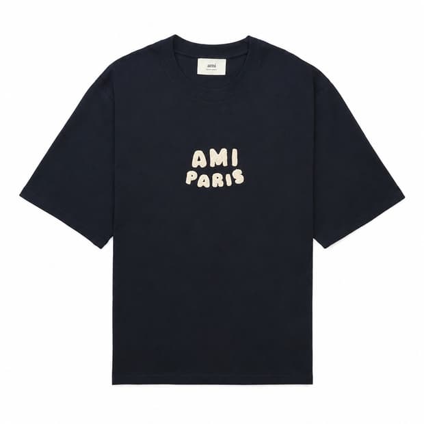 [정품]AMI 아미 파리 패치 반팔 자수 남녀공용 반팔티 네이비 L