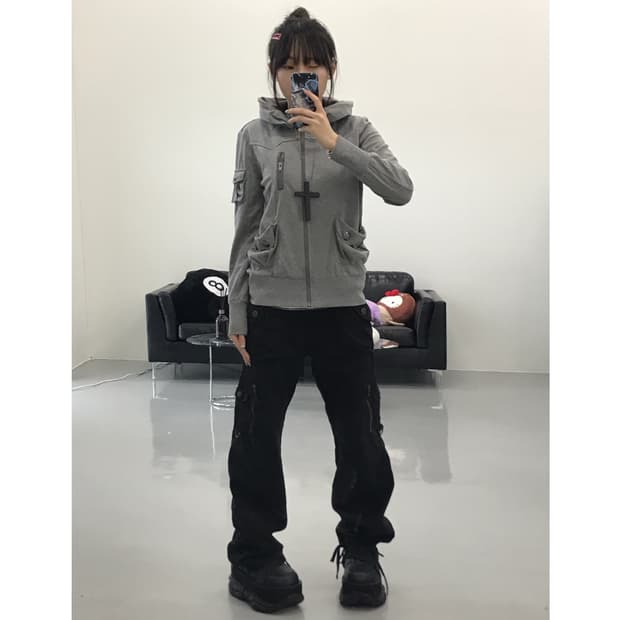 Lazy Dais Y2k High Neck Zip Up Hoodies