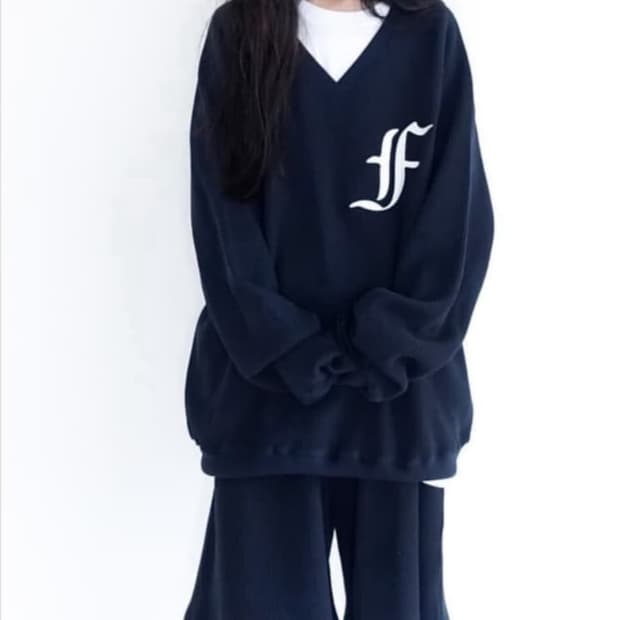 샵페어리 와플 맨투맨 네이비