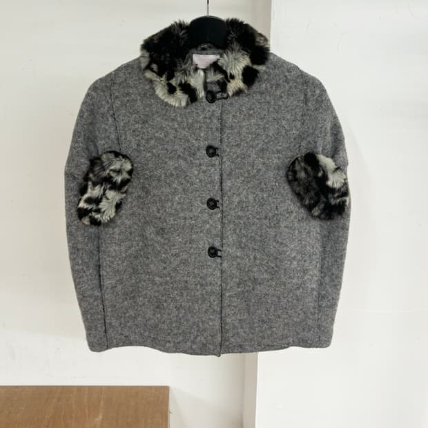 랑방 그레이 커스프 트리밍 울 코트 자켓