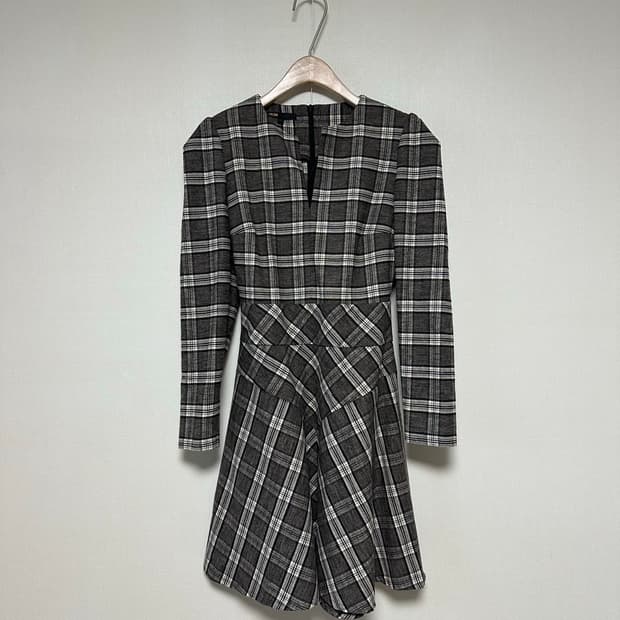 마쥬 체크 모직 원피스