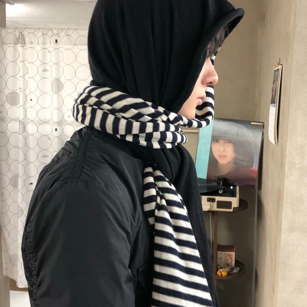 Comme des garcons 하프 스트라이프 머플러