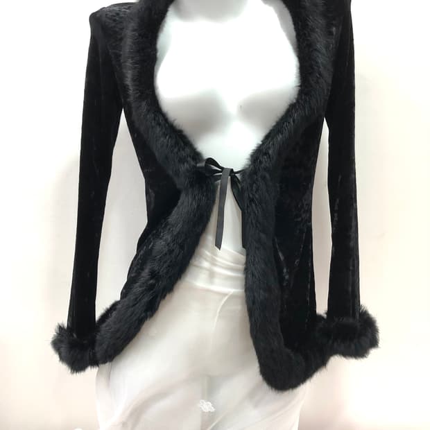 velvet fur trim cardigan