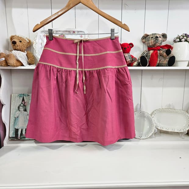 0327 핑크 리본 플레어 스커트