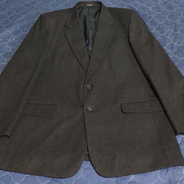 (빈티지) 비리디언 램스울100% 스트라이프 파워숄더 블레이저 (XL)