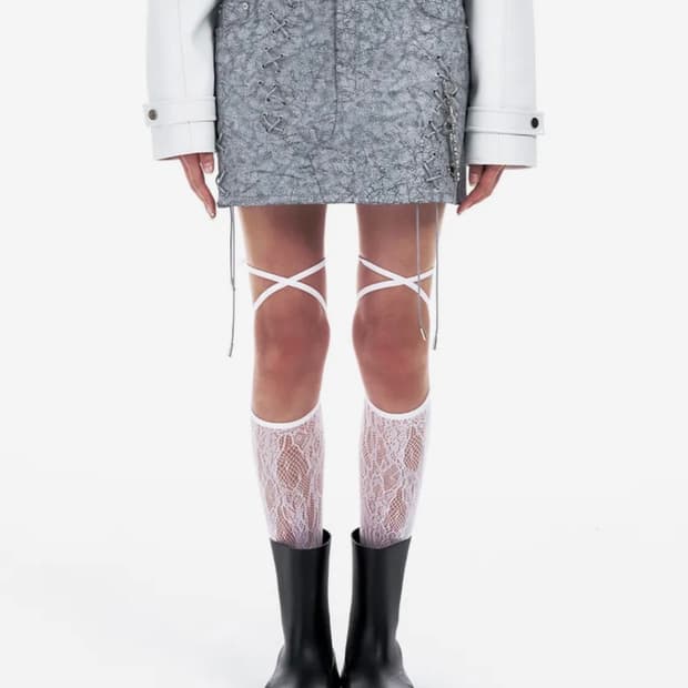 Yeel leey EYELET MINI SKIRT GRAY