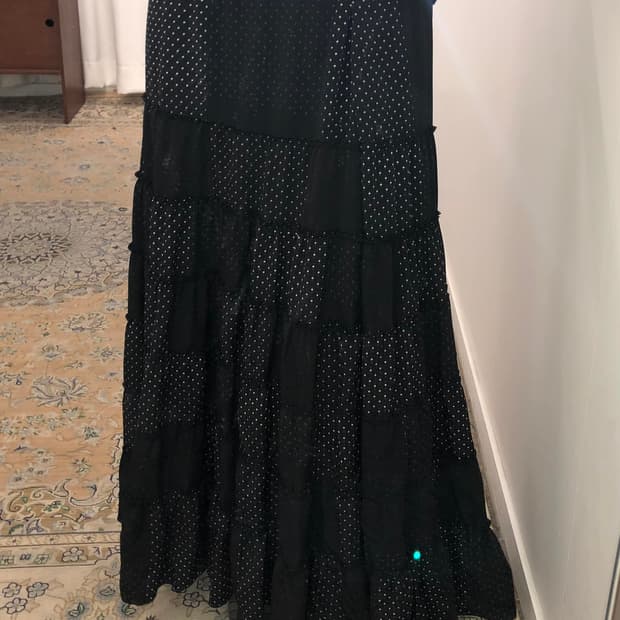 도트 레이스 롱 스커트