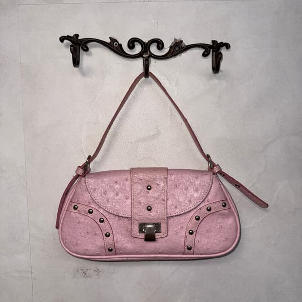 Baby pink stud buckle shoulder bag