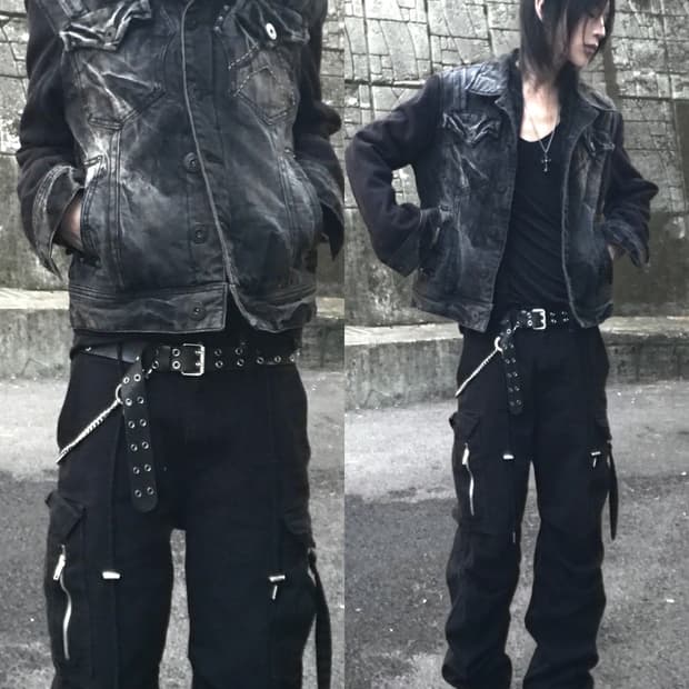 crack denim fur jacket