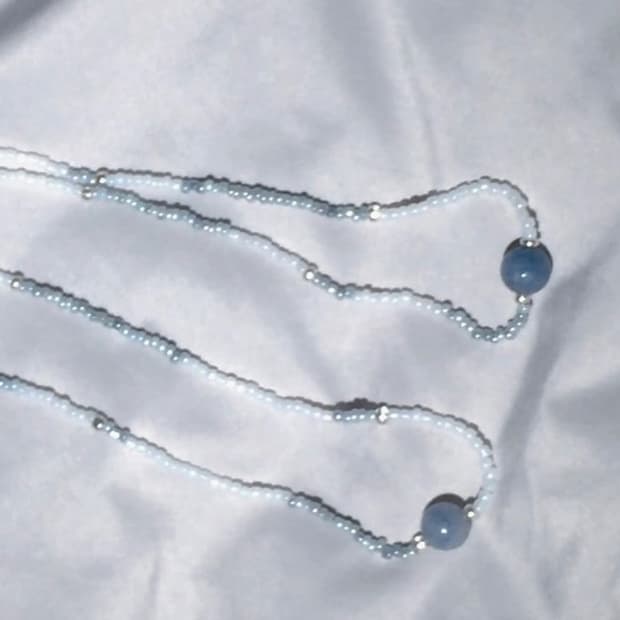 ꧁Blue Arcade Bead Necklace꧂비즈목걸이