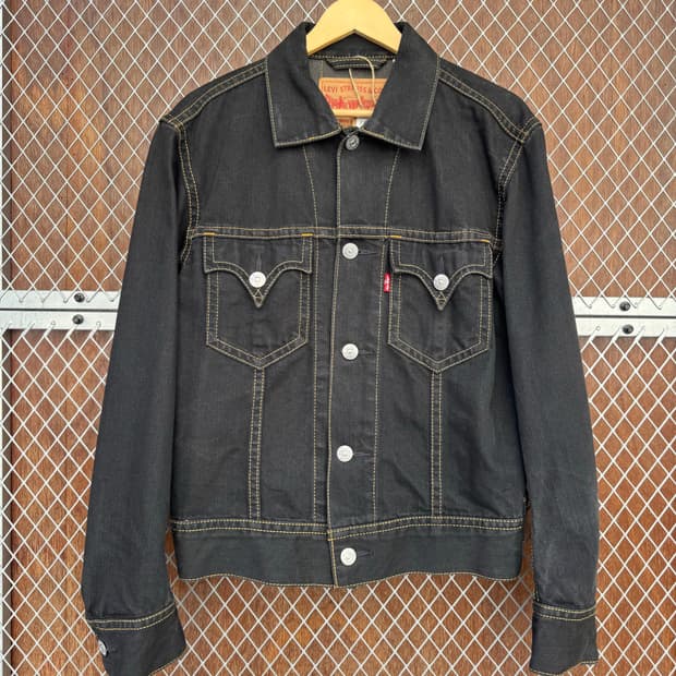 LEVI'S 빈티지 리바이스 타입원 아이코닉 스티치 흑청 데님자켓 M