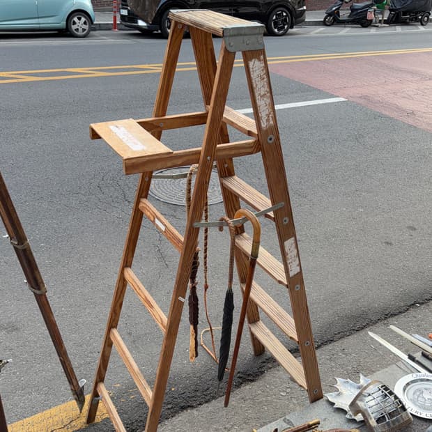 빈티지 소품 6ft 미국 나무 사다리