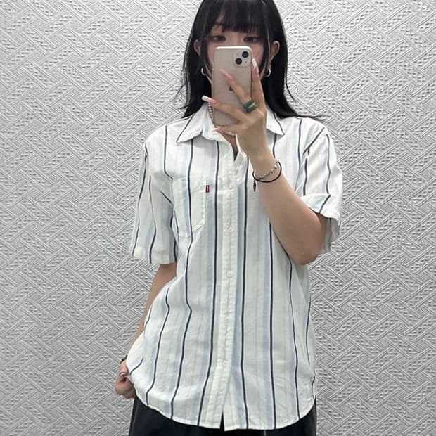 리바이스 컨트리 빈티지 캐주얼 스트라이프 반팔 셔츠 L C12461