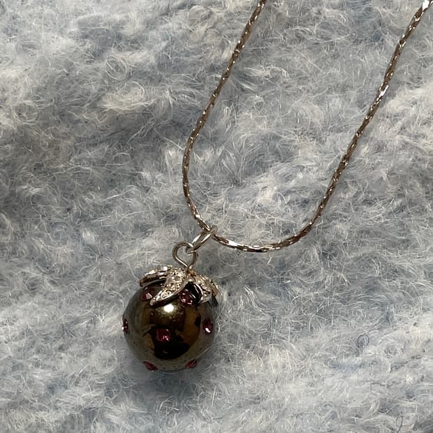 빈티지 갸루 핑크 큐빅 딸기 목걸이