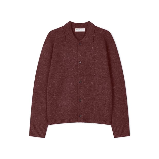 노운 nep yarn collar cardigan (wine)