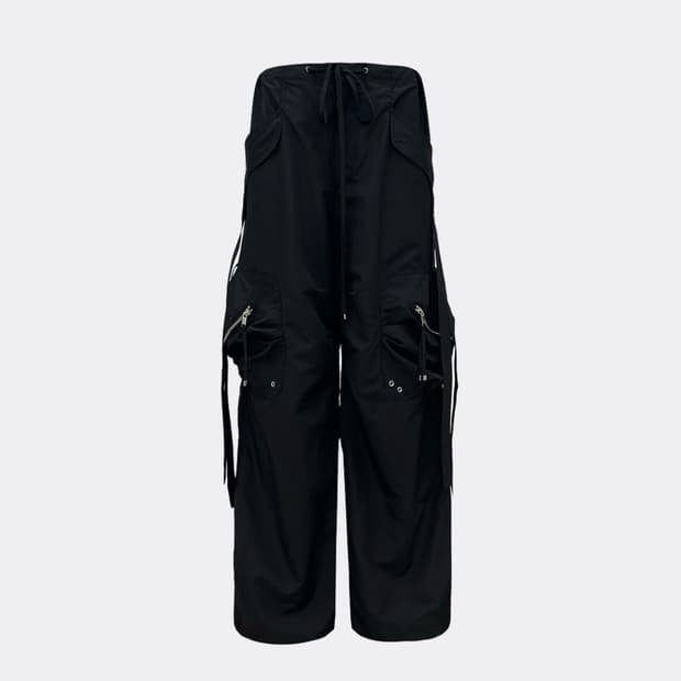 나체 CONVEX TIE CARGO PANTS(UNISEX)-BLACK 