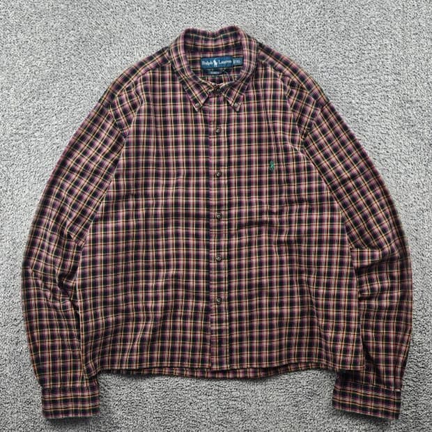 폴로랄프로렌 크롭 커스텀 체크 셔츠 ( XL ) / 11515