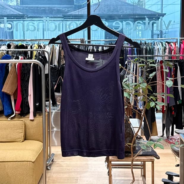 에르메스 퍼플 비스코스 슬리브리스 