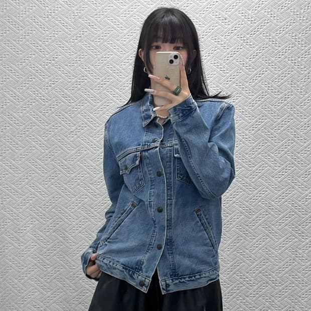 리바이스 캐주얼 빈티지 트러커 연청 데님 자켓 S C13464