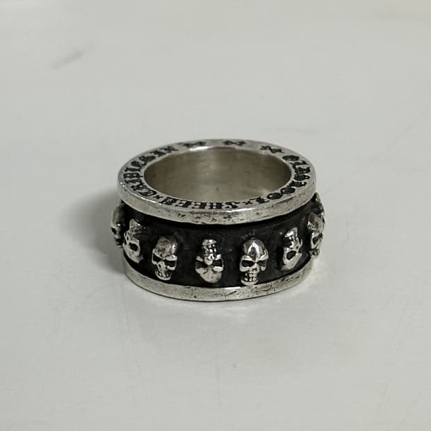 skull spinner silver ring