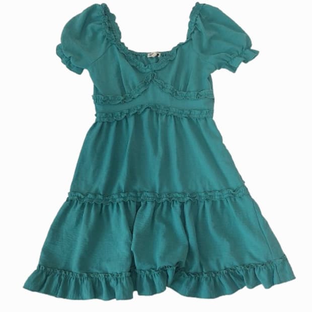 모리걸 아오이유우 y2k 청록 민트 레이스 원피스