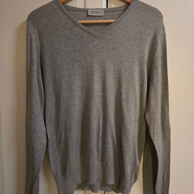 John Smedley 존 스메들리 브이넥 롱슬리브 그레이 M