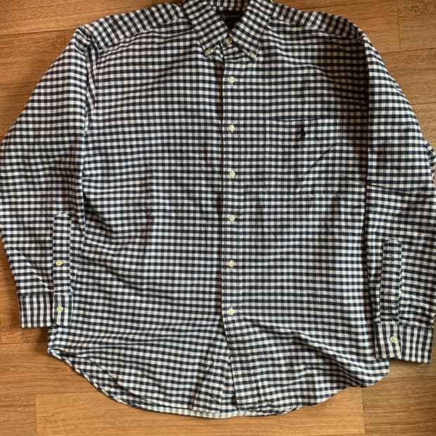 90s 폴로 빅셔츠 깅엄체크 M