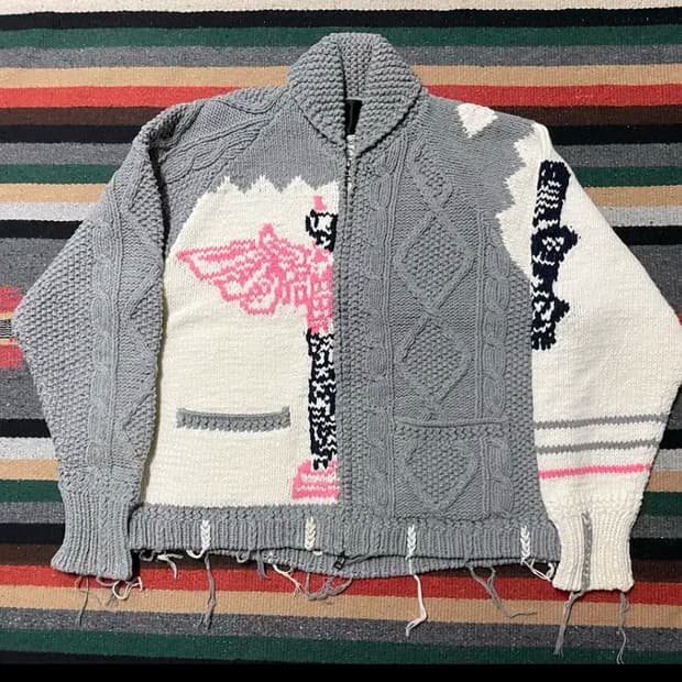 부후토 니트 짚업 가디건- M